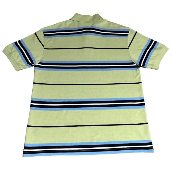 Tommy Hilfiger Polo Shirt Mens Medium Blue Green Striped Rugby Short Sleeve Golf - Picture 2 of 12